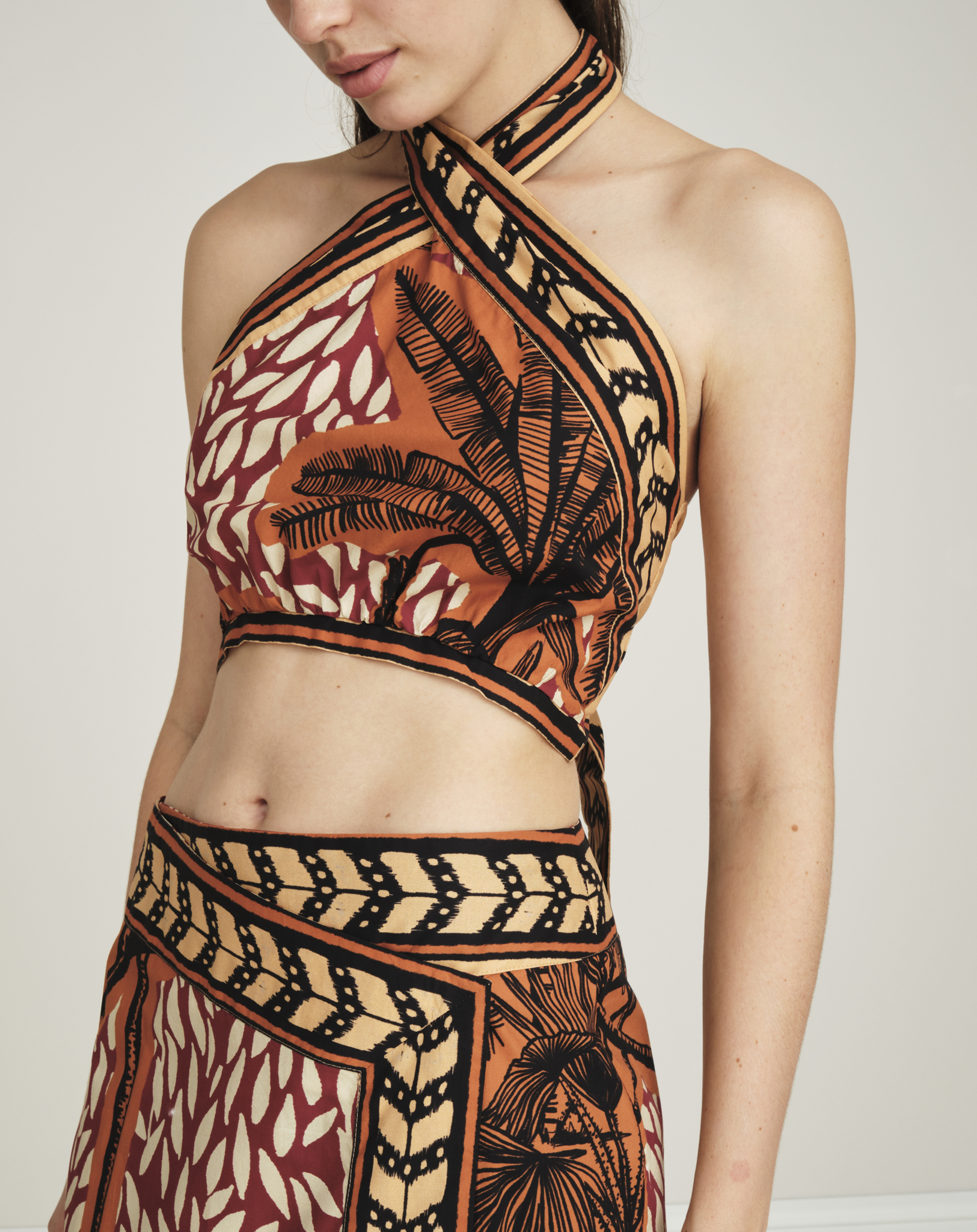 Johanna Ortis - Yoruba Printed Poplin Crop Top & Skirt Suit